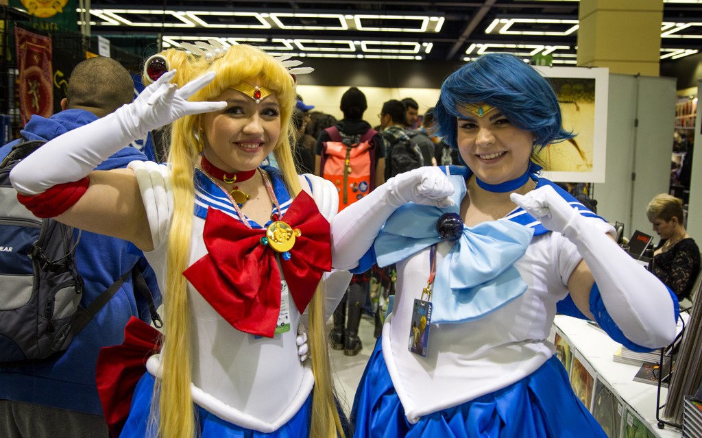 Sailor Moon and Sailor Mercury cosplayers at Emerald City Comicon 2016 in Seattle, WA.