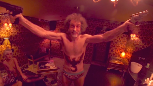 He has a Dragon shaved into his chest. Really.