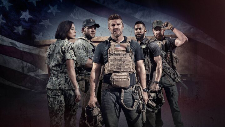 The main cast members of SEAL Team, David Boreanza, Toni Trucks, Max Theriot, Neil Brown Jr., A.J. Buckley