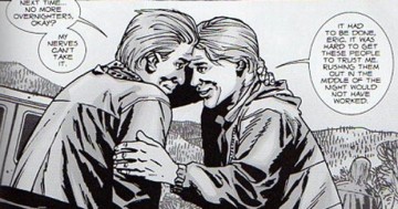 Aaron and Eric in the comics. Their homosexuality was not a “plot point”.